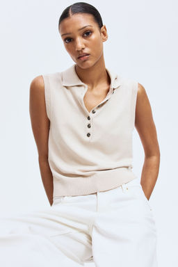 H&M - Women Beige Collared Slipover