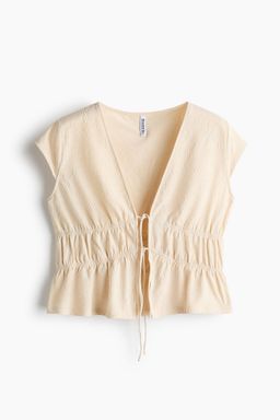 H&M - Women Beige Tie-Front Top