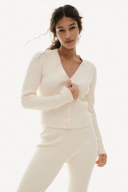 H&M - Women White Rib-Knit Cardigan