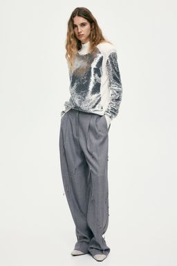 H&M - Women Silver Sequined Shoulder-Pad Top