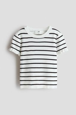 H&M - Girls White Rib-Knit Top