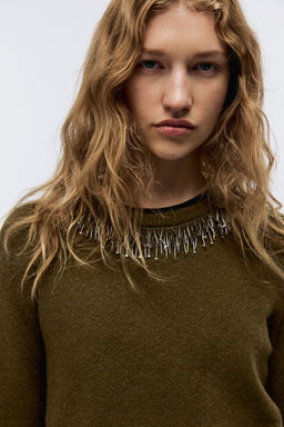 H&M - Women Green Embellished Jumper