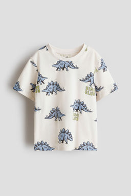 H&M - Boys White Printed Cotton T-Shirt