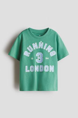 H&M - Boys Green Printed Cotton T-Shirt