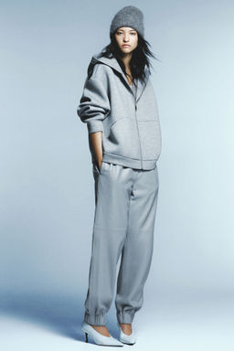 H&M - Women Grey Scuba Zip-Through Hoodie