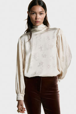 H&M - Women White Oversized Jacquard-Weave Blouse