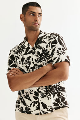 H&M - Men White Regular Fit Jacquard Resort Shirt