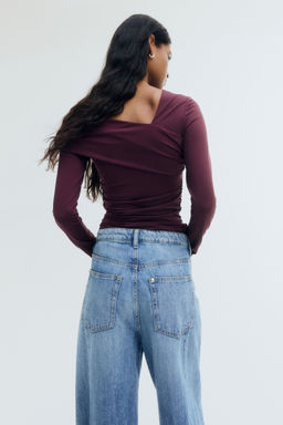 H&M - Women Red Draped One-Shoulder Top