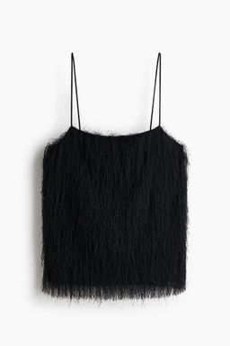 H&M - Women Black Fringed Strappy Top
