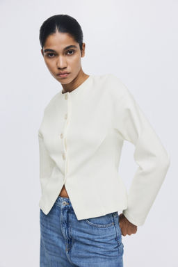 H&M - Women White Collarless Scuba Blazer