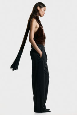 H&M - Women Brown Velvet Halterneck Top