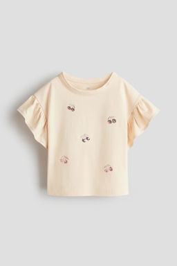 H&M - Girls Pink Motif-Detail Cotton Top