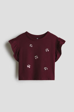 H&M - Girls Red Motif-Detail Cotton Top