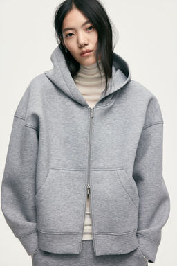 H&M - Women Grey Scuba Zip-Through Hoodie