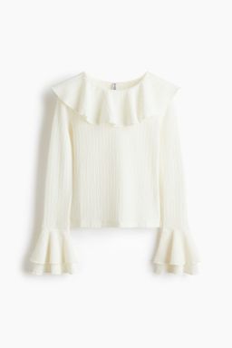 H&M - Women White Flounce-Trimmed Top