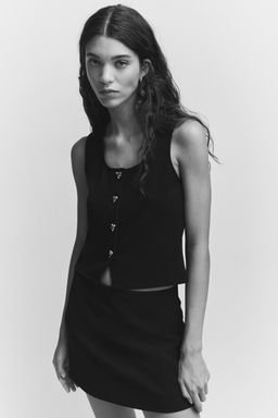 H&M - Women Black Ponte Di Roma Waistcoat