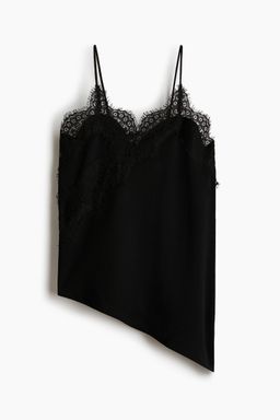 H&M - Women Black Lace-Trimmed Strappy Top