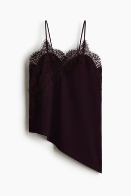 H&M - Women Purple Lace-Trimmed Strappy Top