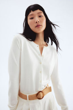 H&M - Women White Fine-Knit Cardigan