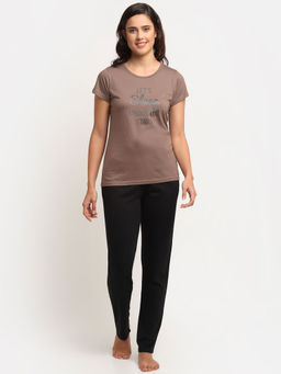 Kanvin - Womens Brown Pajama Set Pack of 2 (S)