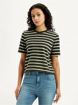 Levi's - Womens Stripes Olive Crew Neck T-Shirt