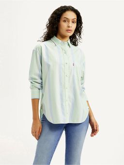 Levi's - Womens Stripes Light Green Slim Fit Shirt
