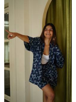 Kaira By Nikita - Navy Blue Shrug and Shorts