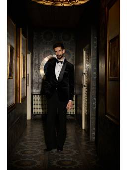 CONTRAST BY PARTH - Void Black Tuxedo Jacket with Shirt Trousers and Bow-Tie