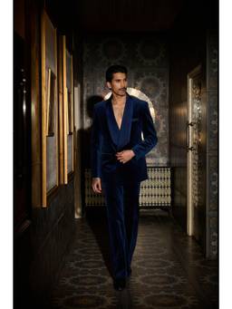 CONTRAST BY PARTH - Abyss Midnight Navy Jacket with and Trousers