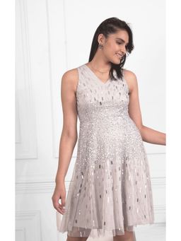 Galocher Clothing - Silver Embellished Cocktail Party Dress