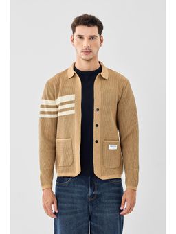 Snitch - Beige Solid Full Sleeves Regular Casual Sweater for Men