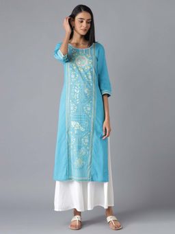 Aurelia - Blue Ethnic Kurta with Culottes (Set of 2)