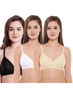 Bodycare - Pack of 3 Seamless Cup Bra In Black-Skin-White Colour