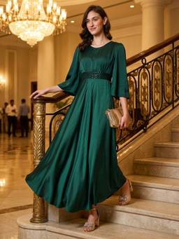 JUSTIN WHYTE - Classy Green Flare Dress