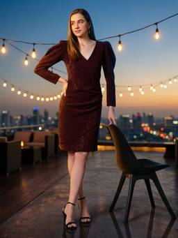 JUSTIN WHYTE - Embellished Red Layered Dress