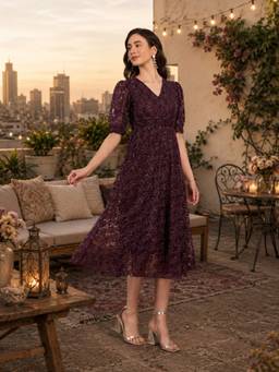 JUSTIN WHYTE - Fit And Flair Lace Dress