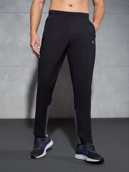 Technosport - Men Colorblock Straight Fit Sports Trackpant with DURACOOL+ - Black