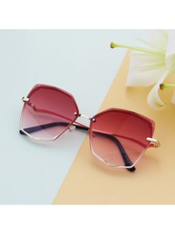 TED SMITH - UV Protection Square Sunglasses for Women Ladies Girls Stylish DIAMONTY_GLD-PINK