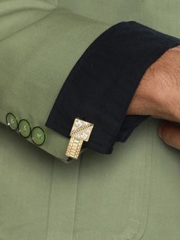 Priyaasi - Studded Square Belt Gold-Plated Cufflinks for Men