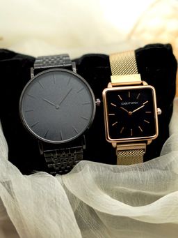 Joker and Witch - Black Stainless Steel Watch (Pack of 2) - JWCW61