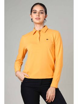 NEOFAA - Women's Mustard Long Sleeve Polo T-Shirt