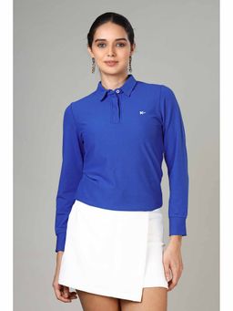 NEOFAA - Women's Royal Blue Long Sleeve Polo T-Shirt