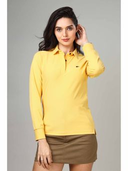 NEOFAA - Women's Daffodil Yellow Long Sleeve Polo T-Shirt