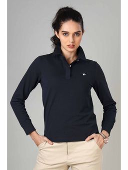 NEOFAA - Women's Navy Blue Long Sleeve Polo T-Shirt