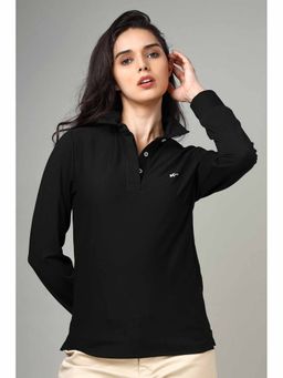 NEOFAA - Women's Black Long Sleeve Polo T-Shirt
