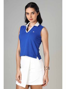 NEOFAA - Women's Sleeveless Royal Blue Polo T-Shirt