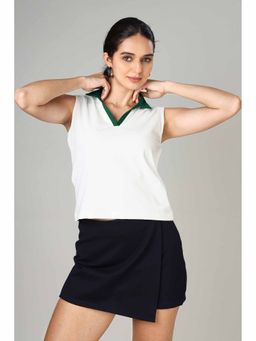 NEOFAA - Women's Sleeveless White Polo T-Shirt