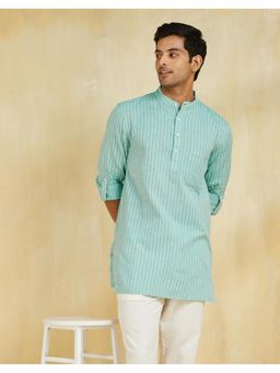 Fabindia - Green Cotton Dobby Short Kurta