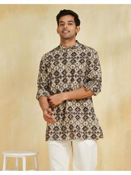 Fabindia - Black Cotton Kalamkari Printed Short Kurta