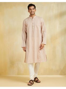 Fabindia - Beige Cotton Dobby Long Kurta